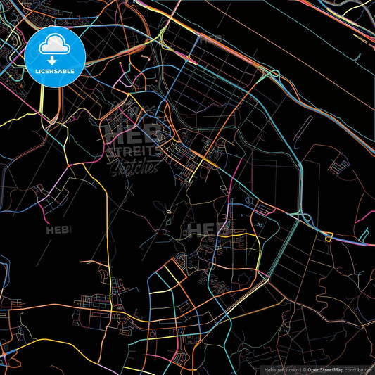 Gimpo, Gyeonggi, South Korea, colorful city map on black background