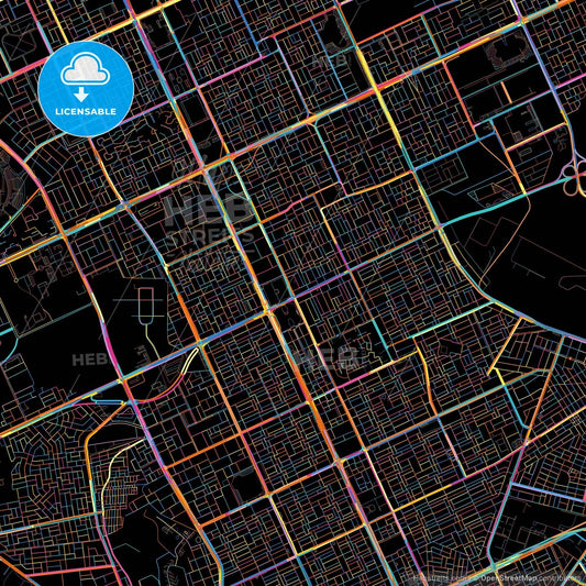 Riyadh, Saudi Arabia, colorful city map on black background