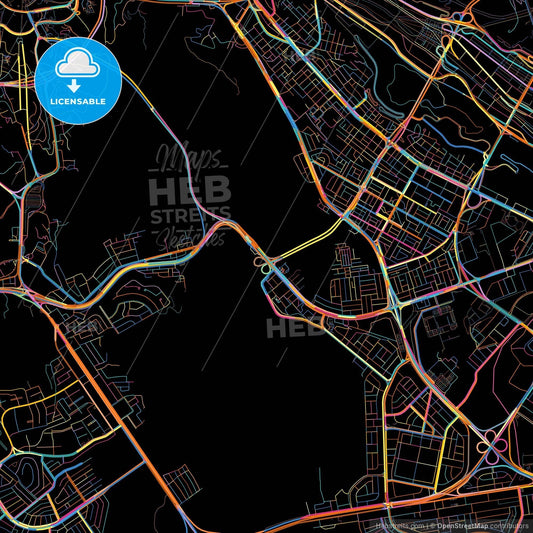 Mecca, Saudi Arabia, colorful city map on black background