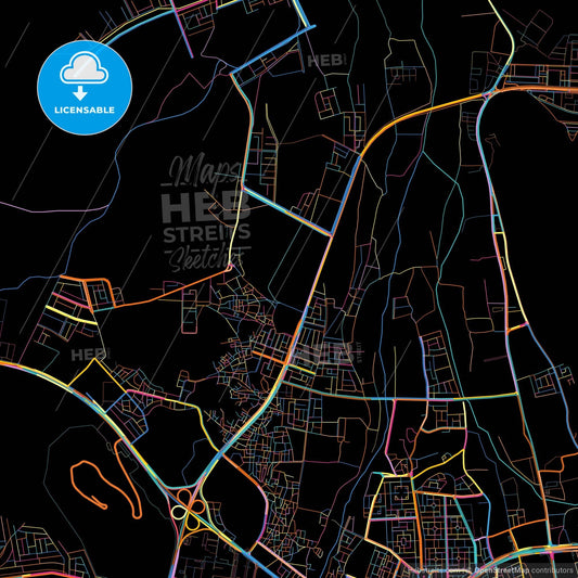 Medina, Saudi Arabia, colorful city map on black background