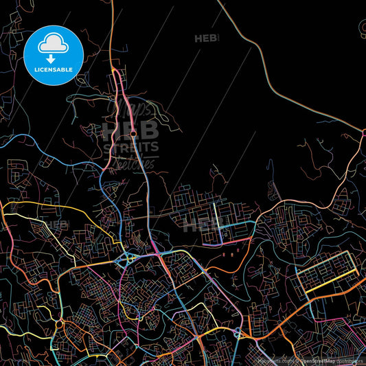 Abha, Saudi Arabia, colorful city map on black background