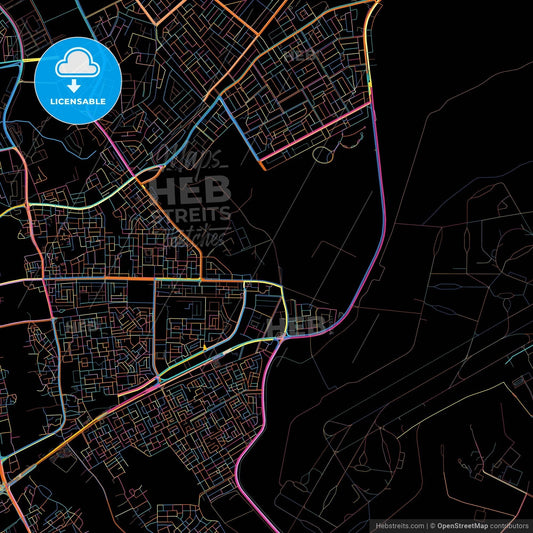 Khamis Mushayt, Saudi Arabia, colorful city map on black background