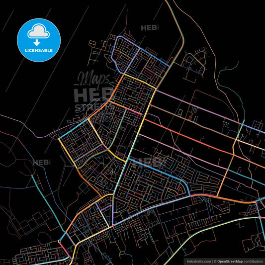 Najran, Saudi Arabia, colorful city map on black background