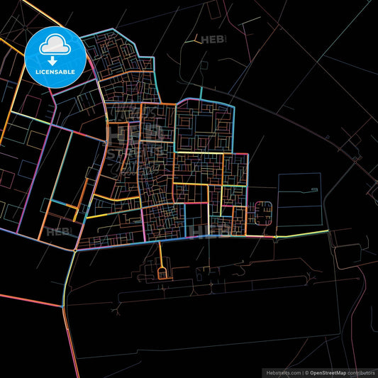 Sharurah, Saudi Arabia, colorful city map on black background