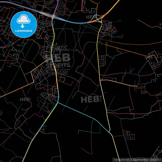 Ras al-Khaimah  , United Arab Emirates, colorful city map on black background
