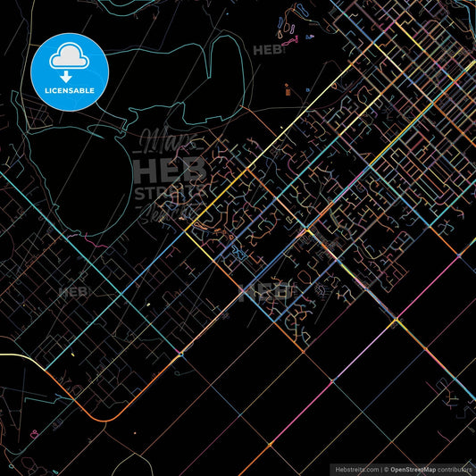 Mildura–Wentworth, New South Wales, Australia, colorful city map on black background