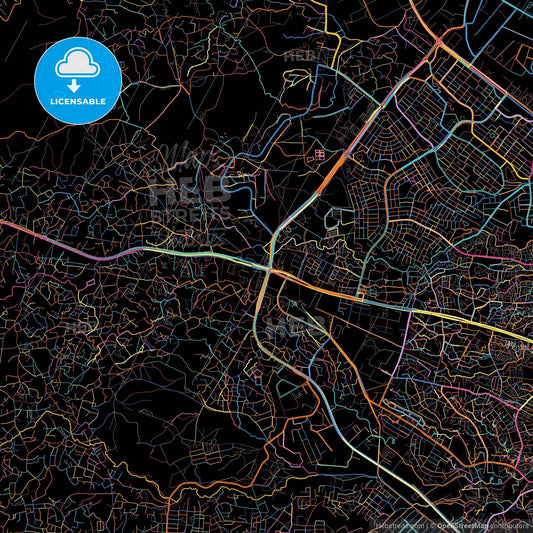 Dar es Salaam, Tanzania, colorful city map on black background