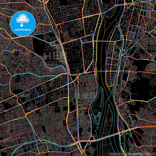 Giza, Egypt, colorful city map on black background