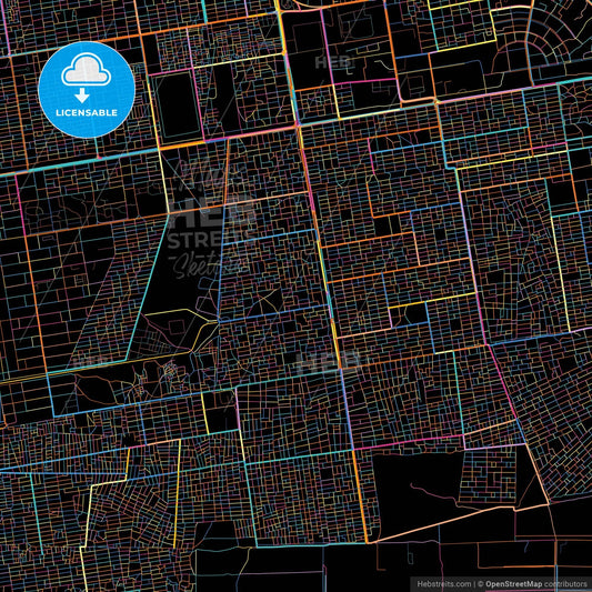 Khartoum, Sudan, colorful city map on black background