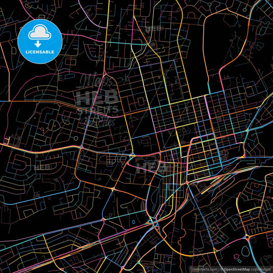 Harare, Zimbabwe, colorful city map on black background