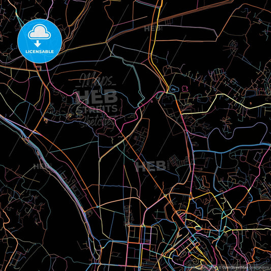 Antananarivo, Madagascar, colorful city map on black background