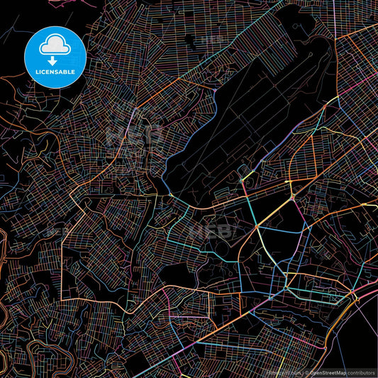 Brazzaville, Republic Of The Congo, colorful city map on black background