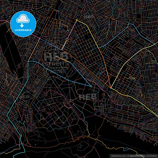 Mbuji-Mayi, DR Congo, colorful city map on black background