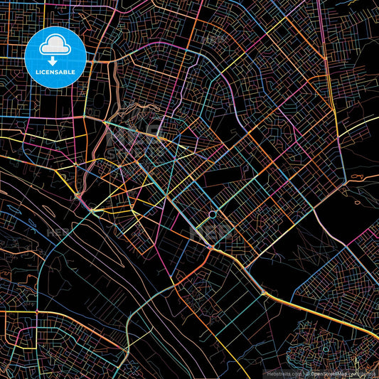 Niamey, Niger, colorful city map on black background