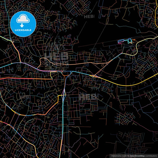Enugu, Nigeria, colorful city map on black background