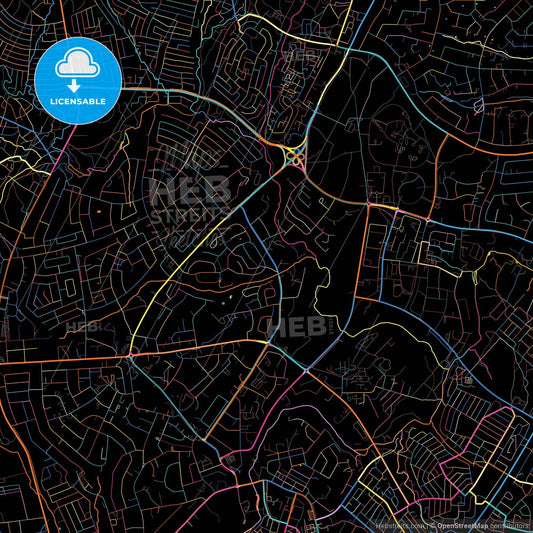 Lilongwe, Malawi, colorful city map on black background