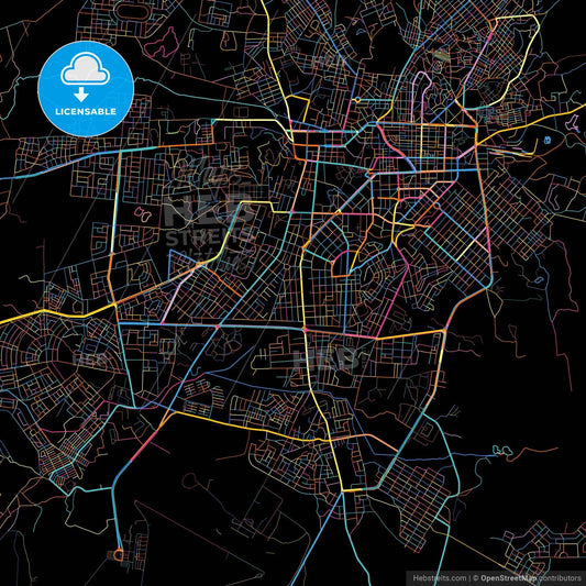 Asmara, Eritrea, colorful city map on black background