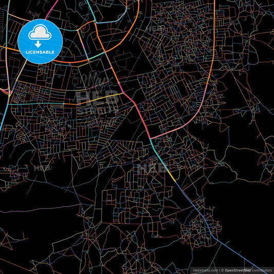 Sokoto, Nigeria, colorful city map on black background