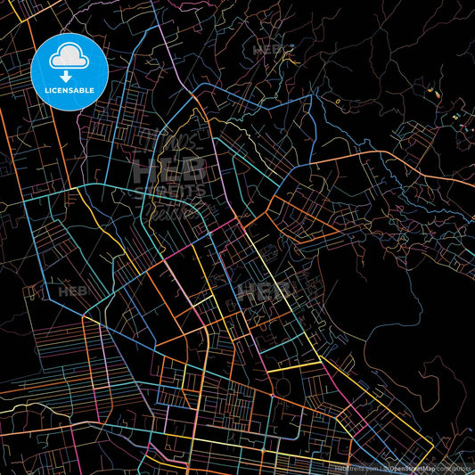 Bangui, Central African Republic, colorful city map on black background