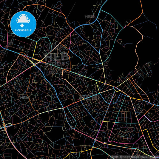 Uyo, Nigeria, colorful city map on black background