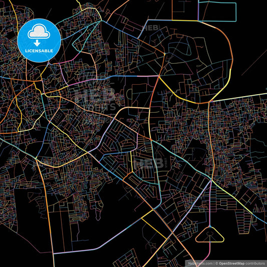 Katsina, Nigeria, colorful city map on black background