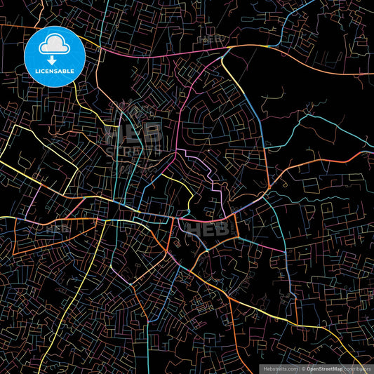 Akure, Nigeria, colorful city map on black background