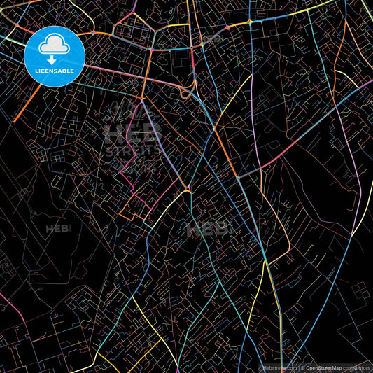 Misratah, Libya, colorful city map on black background
