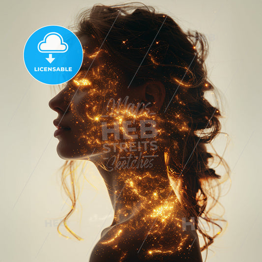 Productivity Panorama: Workflow in Motion - A woman with glowing hair