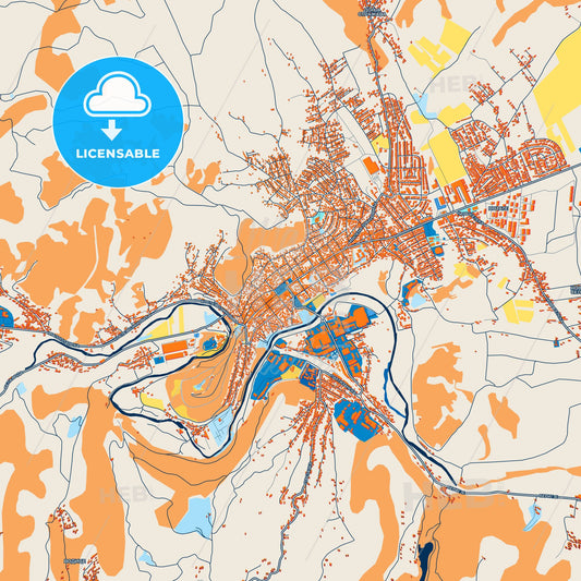 Colorful Prokuplje Street Map with Labels and Buildings