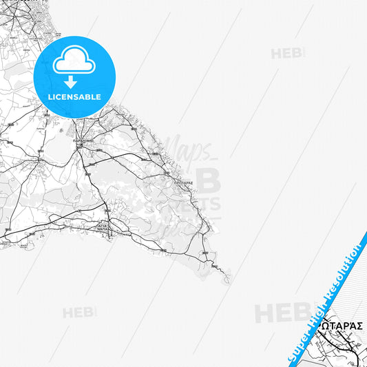 Protaras  , Cyprus light map with streetnames, citynames and districts