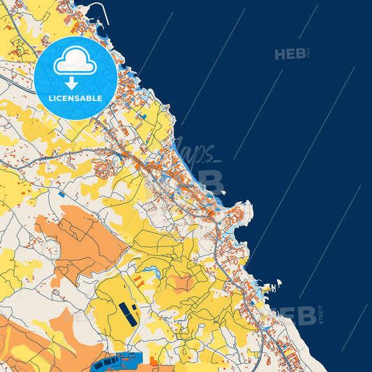 Colorful Protaras   Street Map with Labels and Buildings