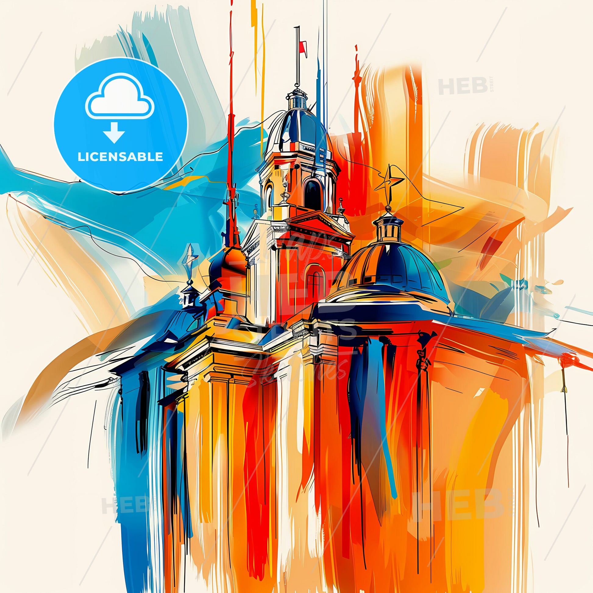 Vibrant Provo, Utah - A Painting Of A Building With A Flag On Top