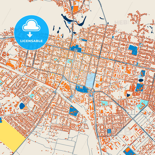 Colorful Pryluky Street Map with Labels and Buildings