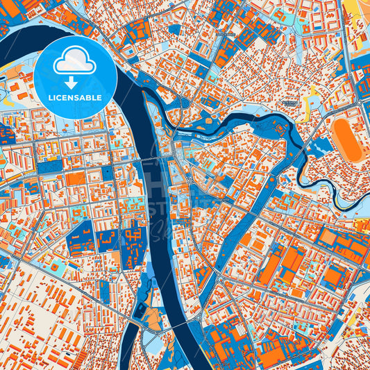 Colorful Pskov Street Map with Labels and Buildings