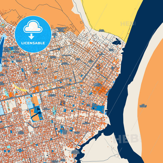 Colorful Pucallpa Street Map with Labels and Buildings