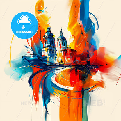 Vibrant Puebla, Mexico - A Painting Of A Building With Colorful Paint