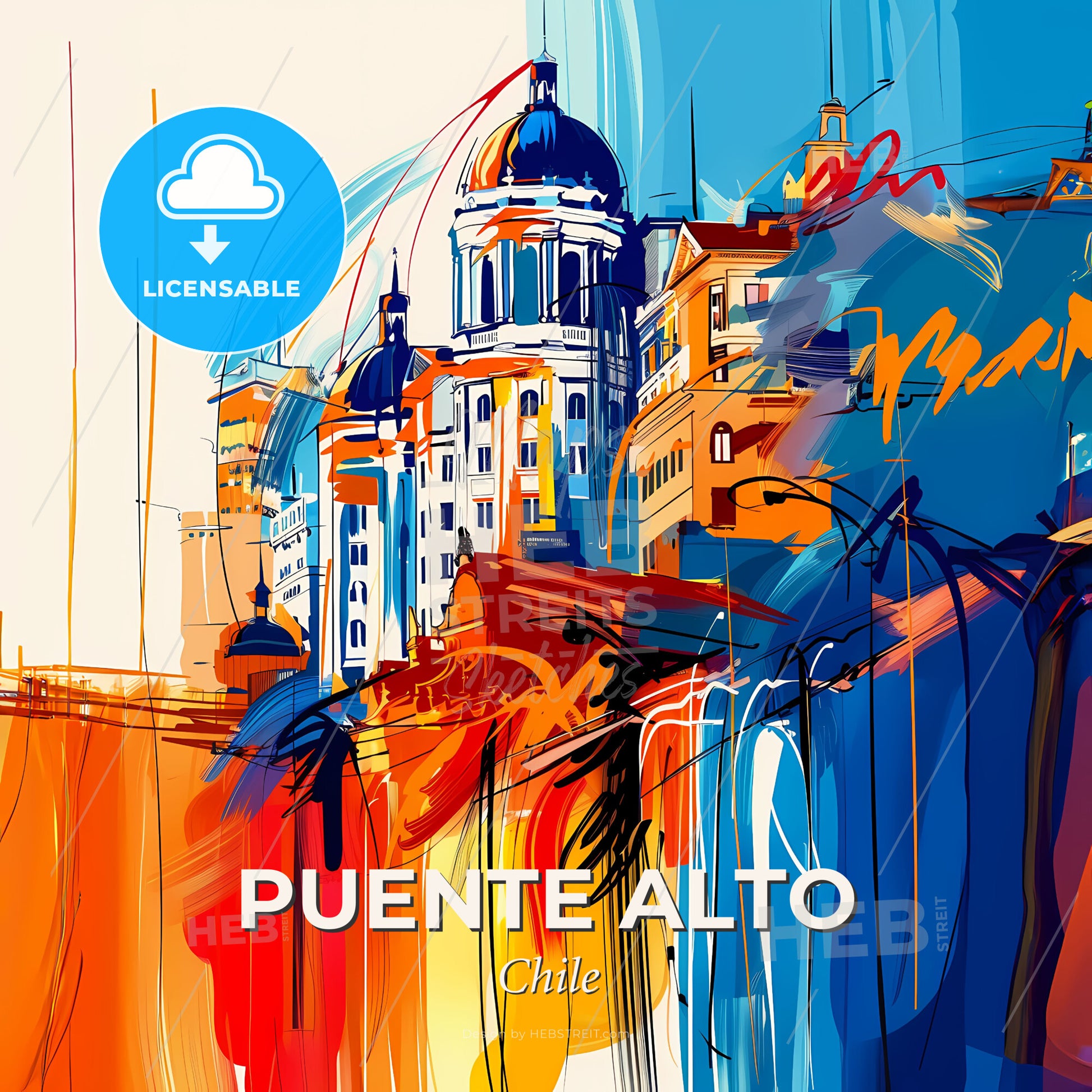 Vibrant Puente Alto, Chile - A Colorful Painting Of A City - Square format print template
