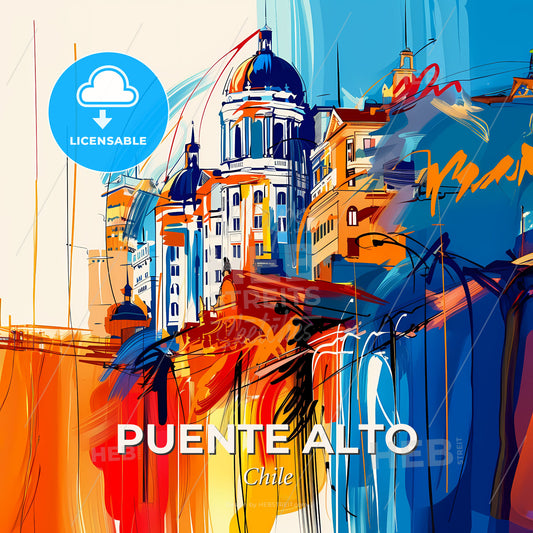 Vibrant Puente Alto, Chile - A Colorful Painting Of A City - Square format print template