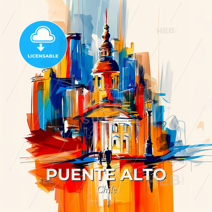 Vibrant Puente Alto, Chile - A Painting Of A City - Square format print template