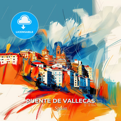 Vibrant Puente De Vallecas, Spain - A Painting Of A City - Square format print template