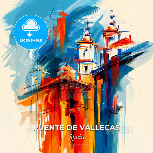 Vibrant Puente De Vallecas, Spain - A Painting Of A Building - Square format print template