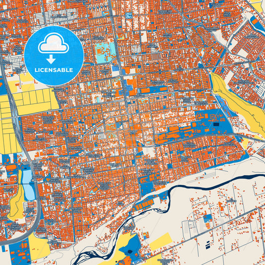 Colorful Puente Alto Street Map with Labels and Buildings