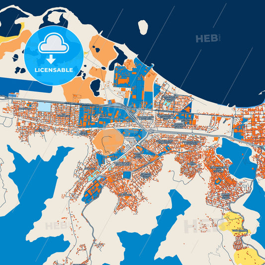 Colorful Puerto Cabello Street Map with Labels and Buildings