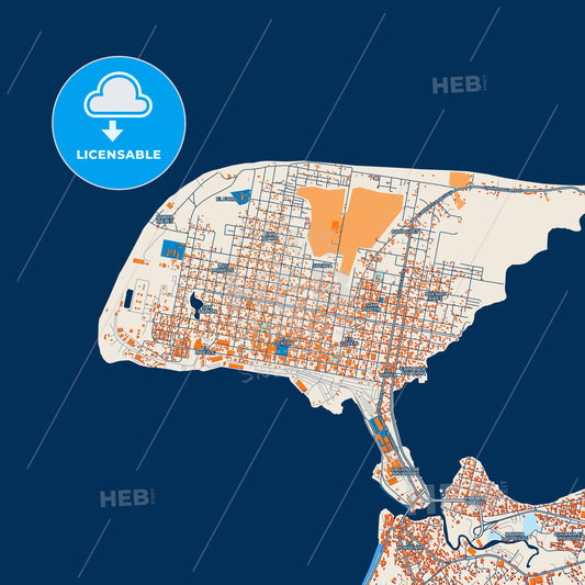 Colorful Puerto Cortés Street Map with Labels and Buildings