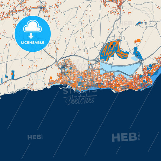 Colorful Puerto del Carmen Street Map with Labels and Buildings