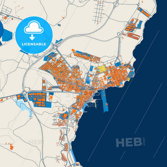 Colorful Puerto del Rosario Street Map with Labels and Buildings