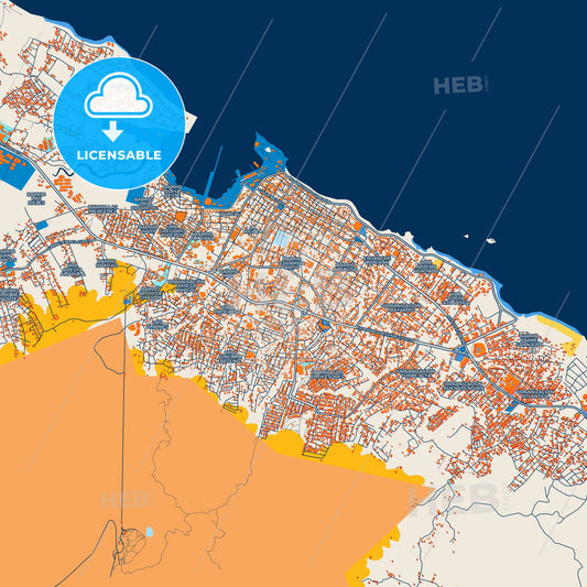 Colorful Puerto Plata Street Map with Labels and Buildings