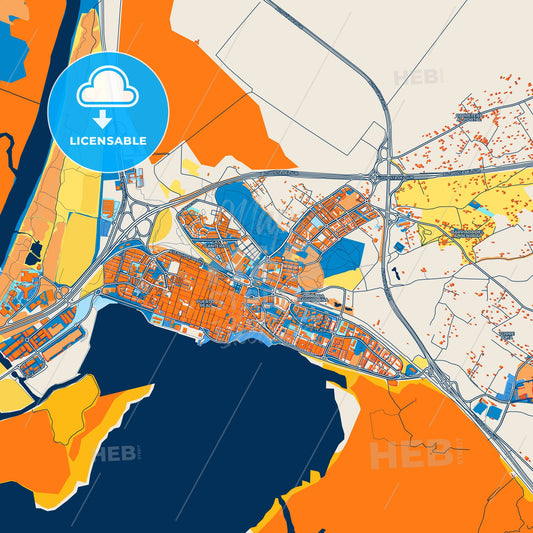 Colorful Puerto Real Street Map with Labels and Buildings