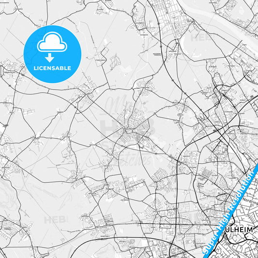 Pulheim, Germany light map with streetnames, citynames and districts