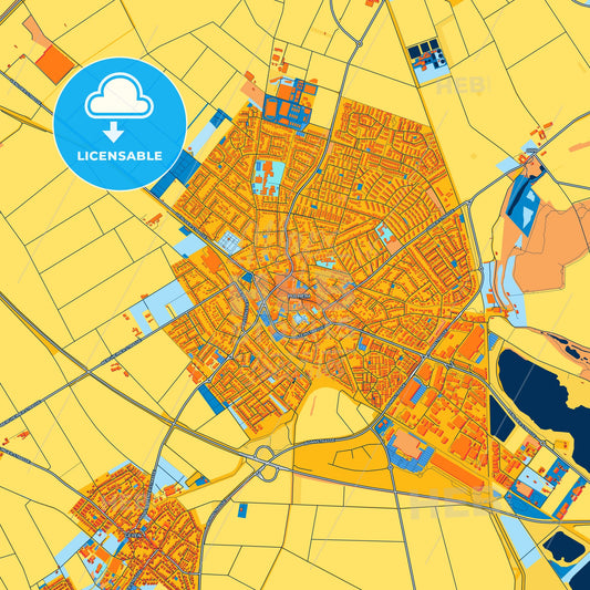 Colorful Pulheim Street Map with Labels and Buildings